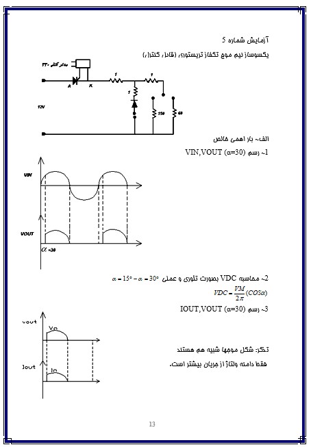 نمودار مدار یکسوساز نیم موج تکفاز تریستوری